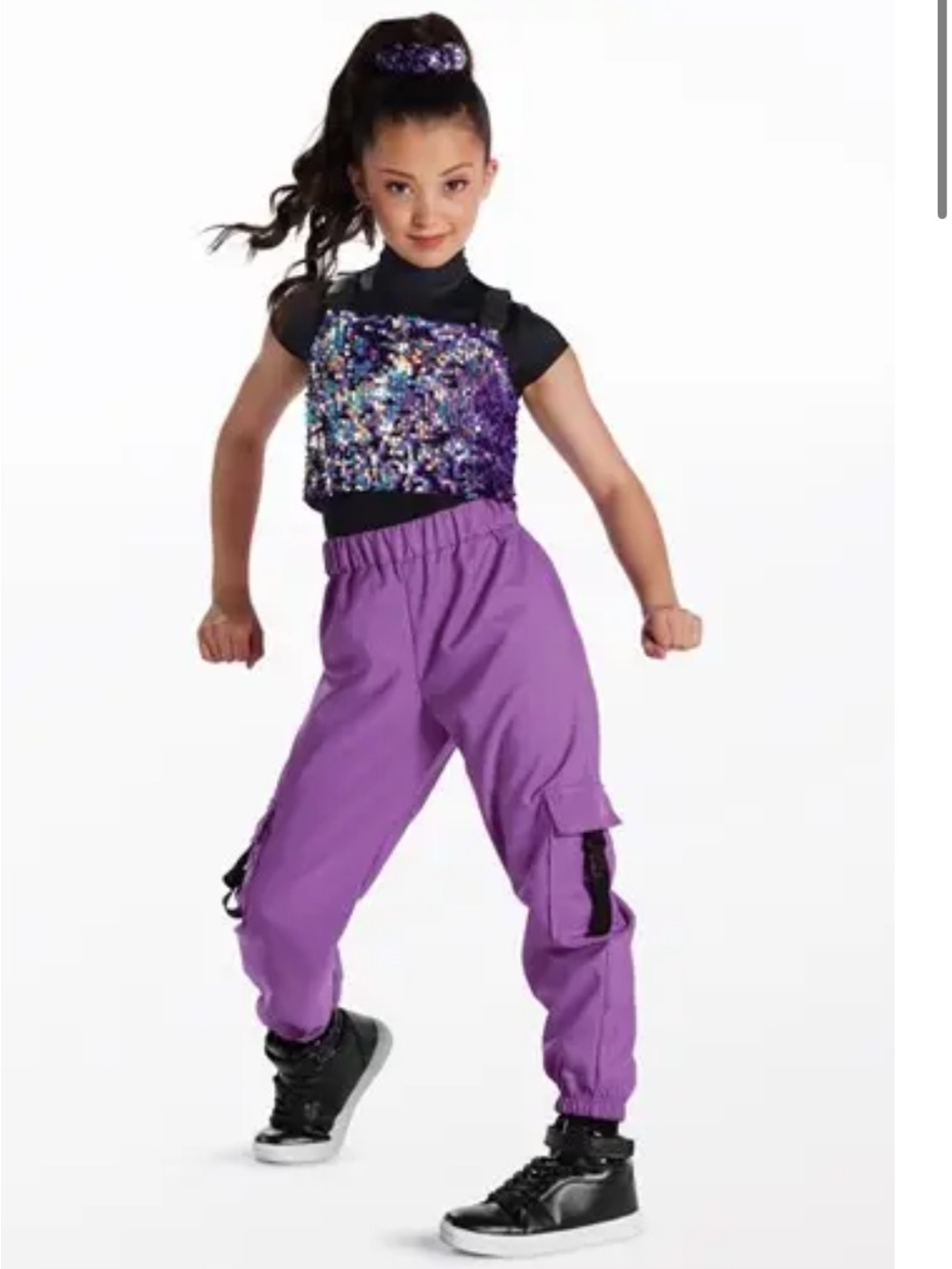 Weissman Purple Sequin Dance Costume Sz Small 6 15476 Baby Hip Hop